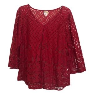 Fig and Flower - Red Lace Blouse - Size M